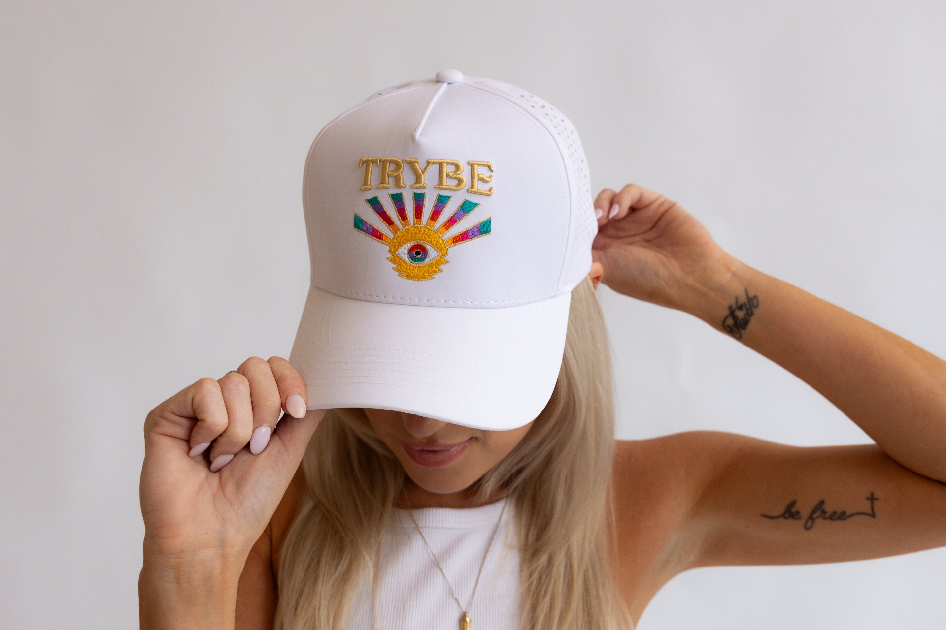 Trucker Hat White — worn